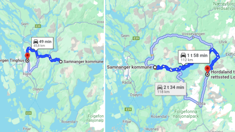 Reversering i Hardanger vil gi folk i Samnanger dobbelt så lang reisevei til bemannet rettssted